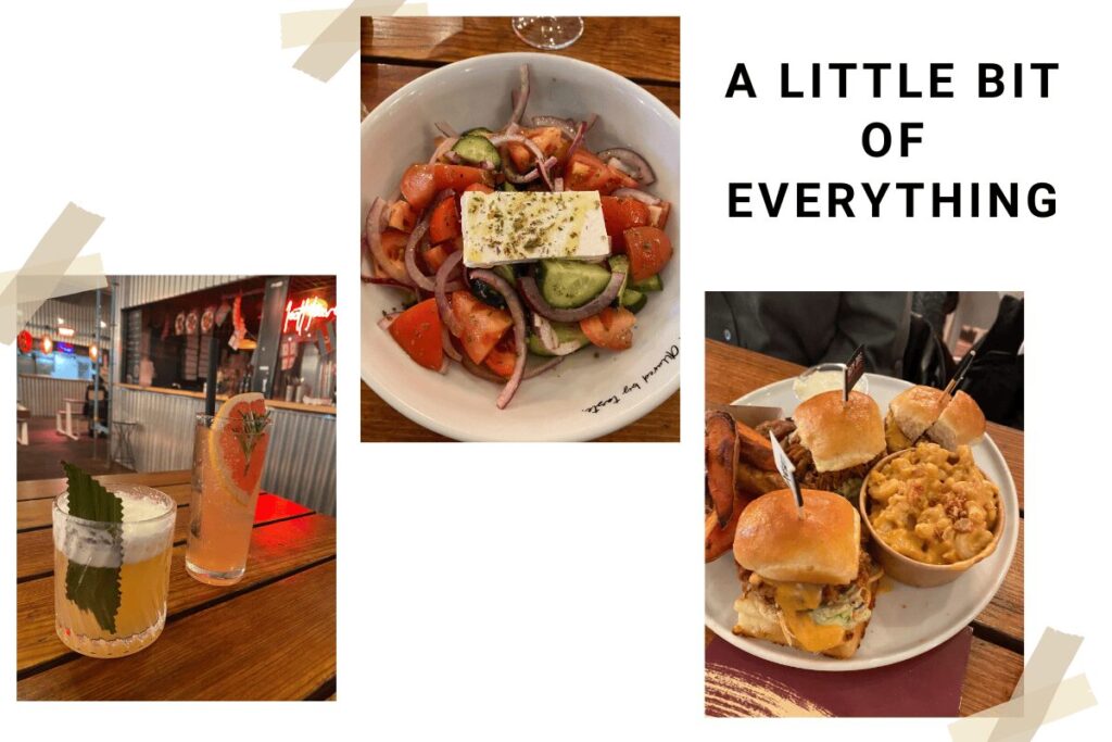 Food and drinks at Manifesto Market food hall in Prague