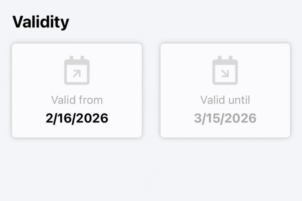 PID Lítačka pass validity date selection showing valid from date of 2/16/2026 and valid until date of 3/15/2026