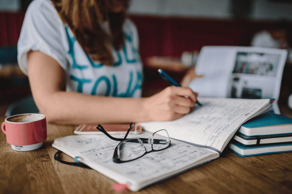Woman reviewing documents and preparing paperwork