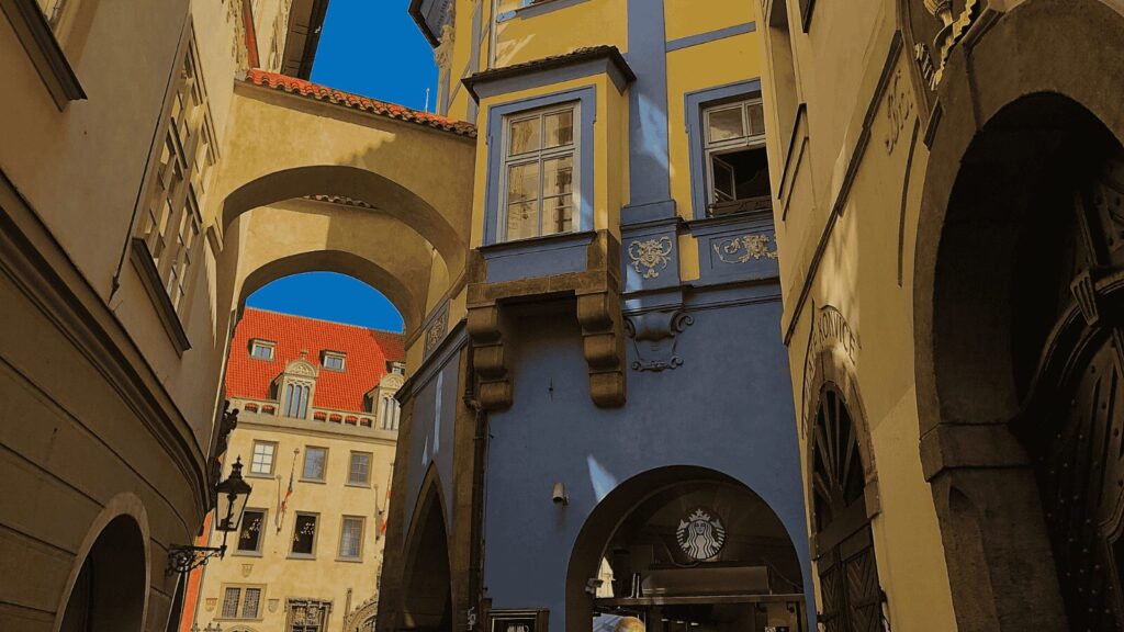 Starbucks in Prague Old Town archway