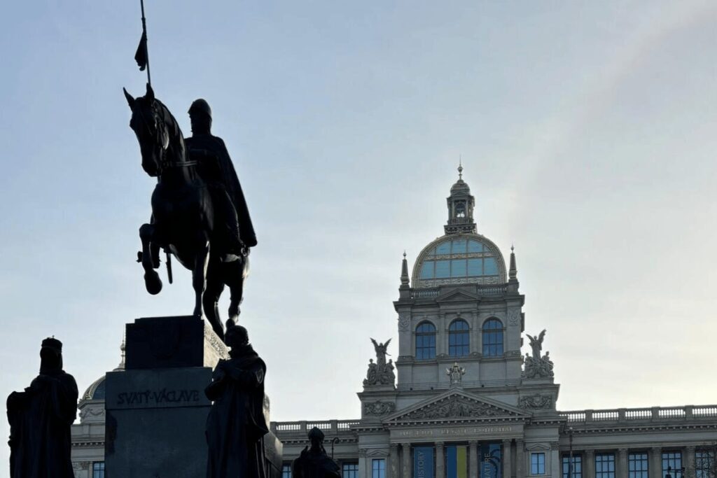 Equestrian statue of Saint Wenceslas in Wenceslas Square in Prague
