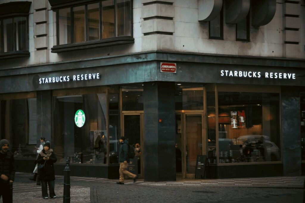 Starbucks Reserve in Prague exterior storefront 