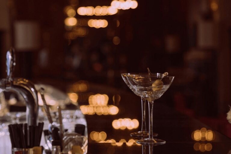 Martini cocktail on a bar counter