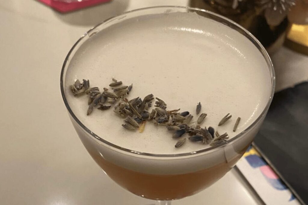 Lavender cocktail at MEZ Bar inside Andaz Prague