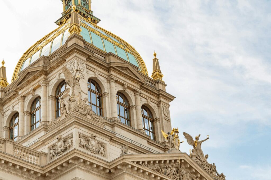 National Museum building overlooking Wenceslas Square in New Town Prague.